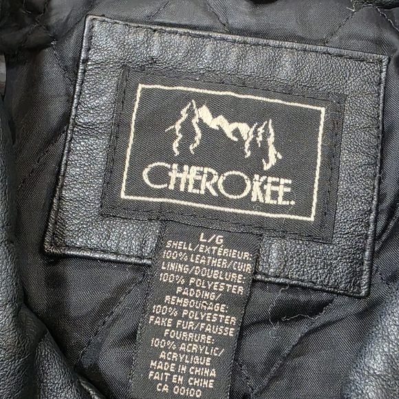 Vintage 90's Cherokee Womans Leather Jacket Sz Large Black Lined Full Zipper - Picture 3 of 6